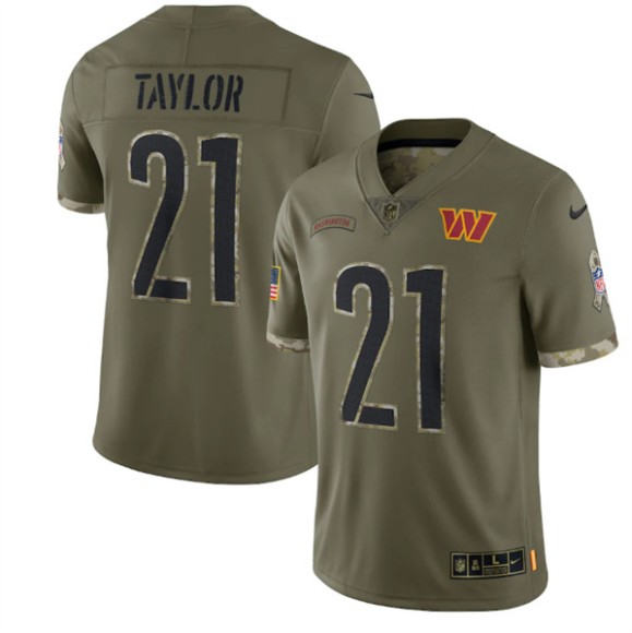 Men's Washington Commanders #21 Sean Taylor 2022 Olive Salute To Service Limited Stitched Jersey